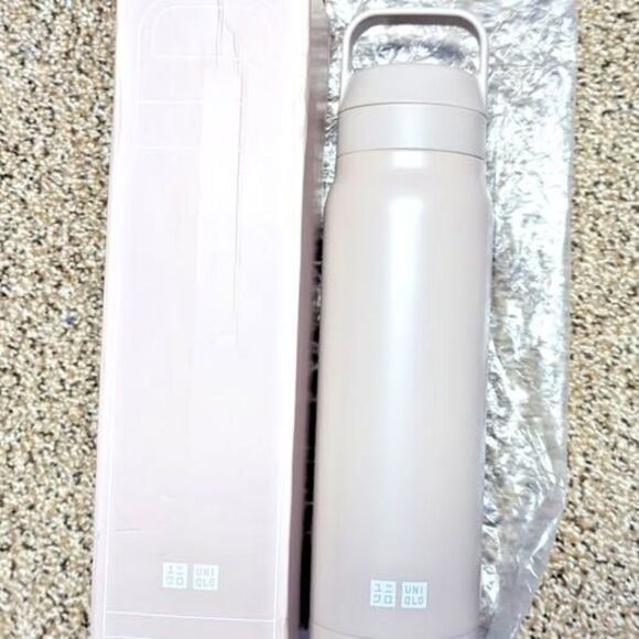 Unbranded Other - Uniqlo Beige Stainless Steel Water Bottle 16oz – Carbonated Drink Safe Vent Lid